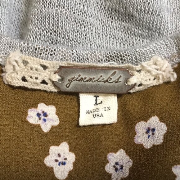 Gimmicks by BKE Gray Embellished Tank Top w/ Floral Inlet Back - Picture 2 of 10